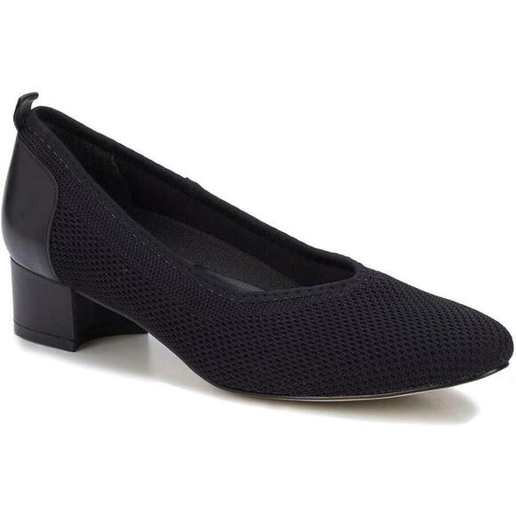 NEW Walking Cradles Hester Pumps Heels Black Knit Leather Shoes Women's 10W - Picture 1 of 11